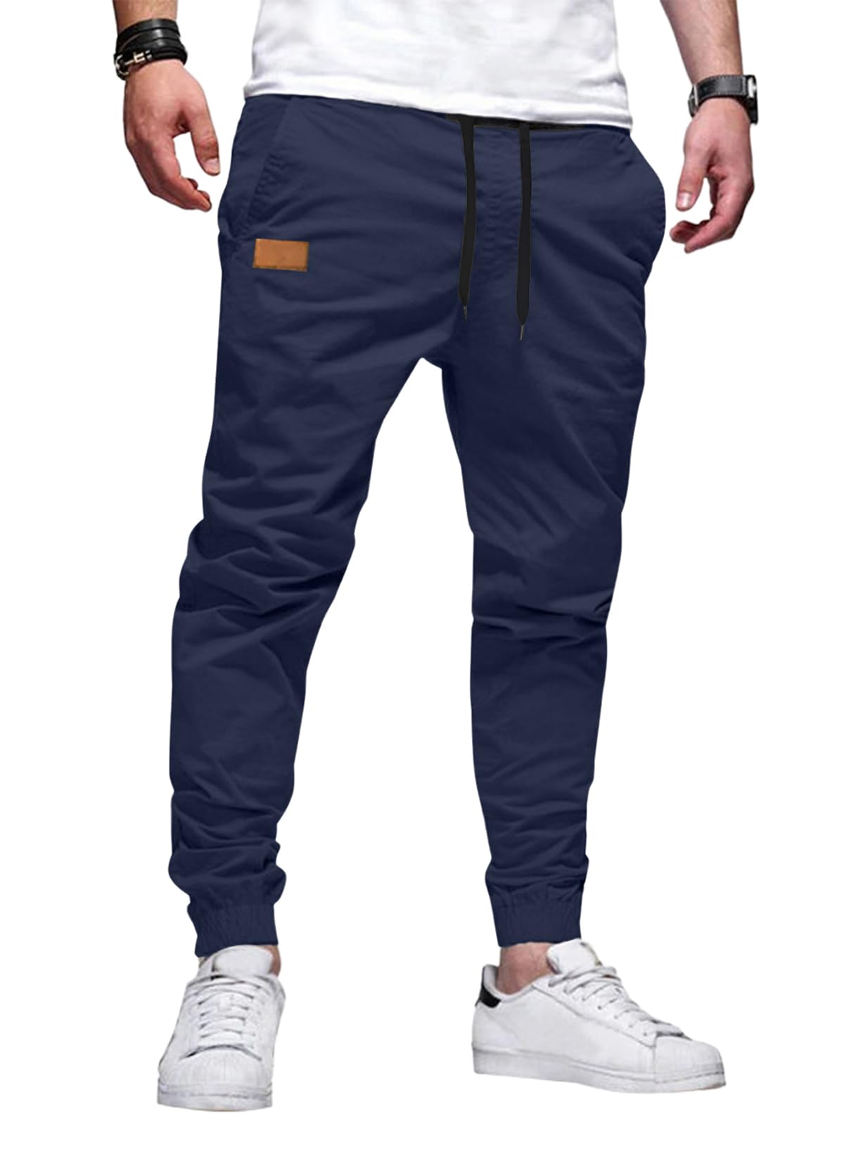 Mens Casual Joggers Pants - Cotton Drawstring Chino Cargo Pants Hiking Outdoor Twill Track Jogging Sweatpants Pants