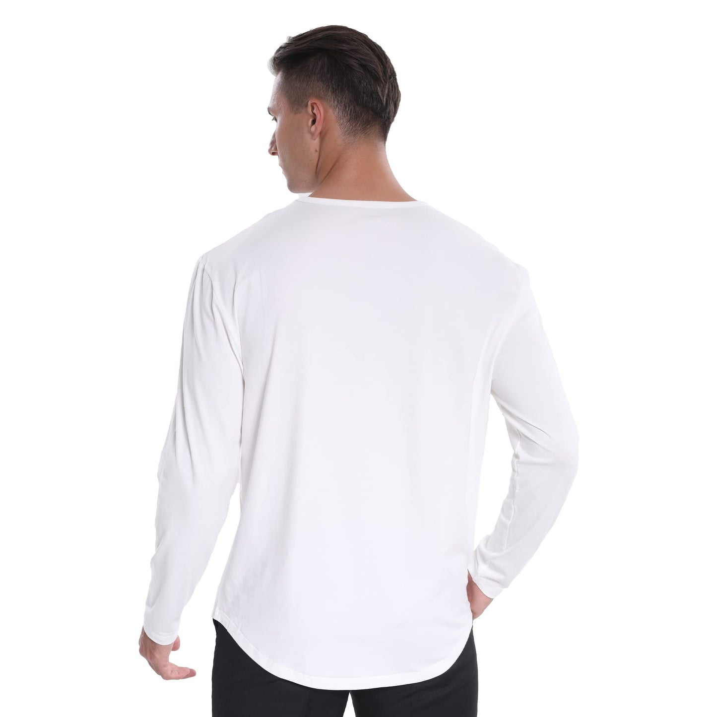 Men's Ultra Soft Bamboo Viscose T-Shirt Curve Hem Lightweight Cooling Short/Long Sleeve Casual Basic Tee Shirt