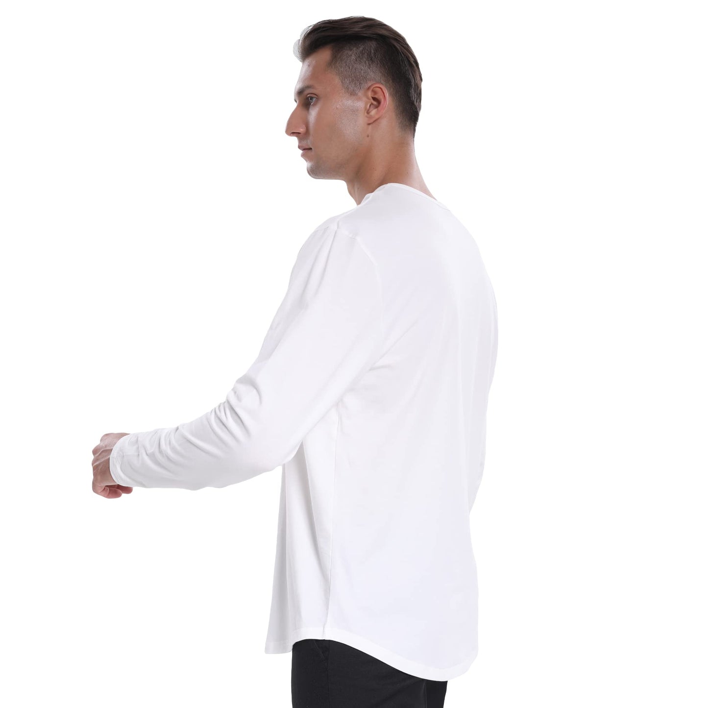 Men's Ultra Soft Bamboo Viscose T-Shirt Curve Hem Lightweight Cooling Short/Long Sleeve Casual Basic Tee Shirt