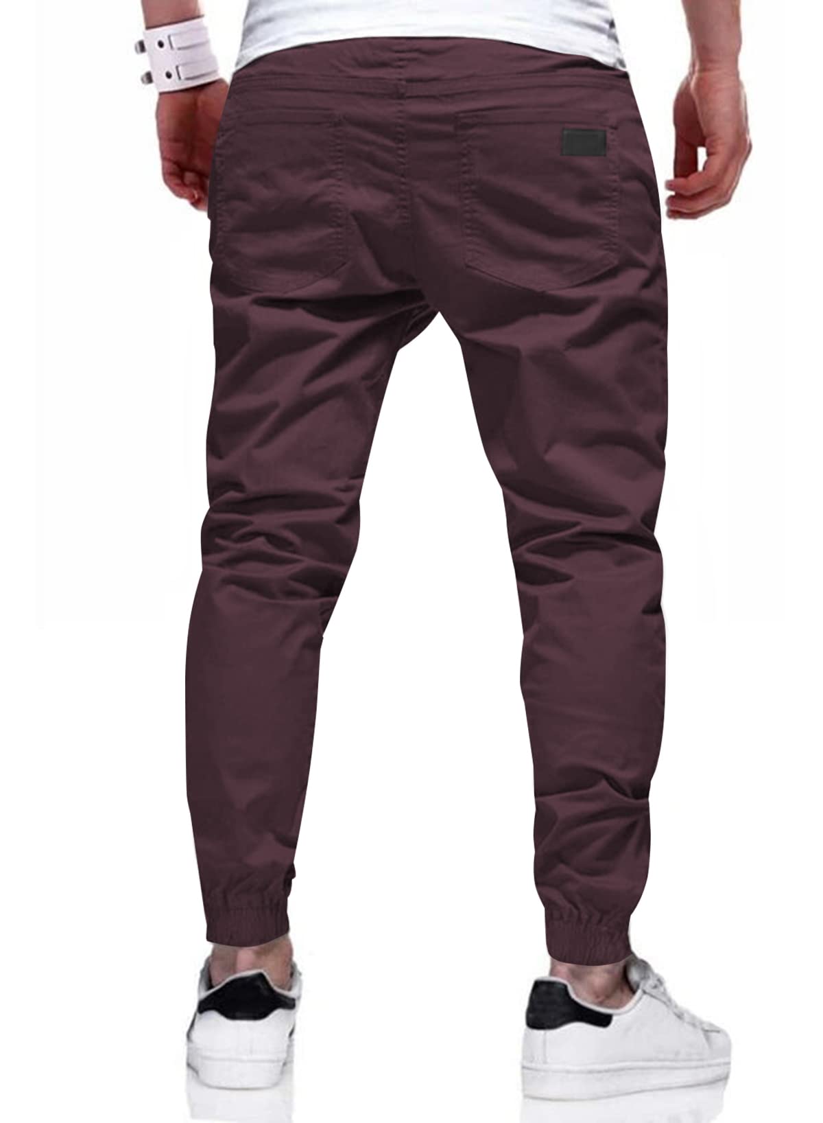 Mens Casual Joggers Pants - Cotton Drawstring Chino Cargo Pants Hiking Outdoor Twill Track Jogging Sweatpants Pants