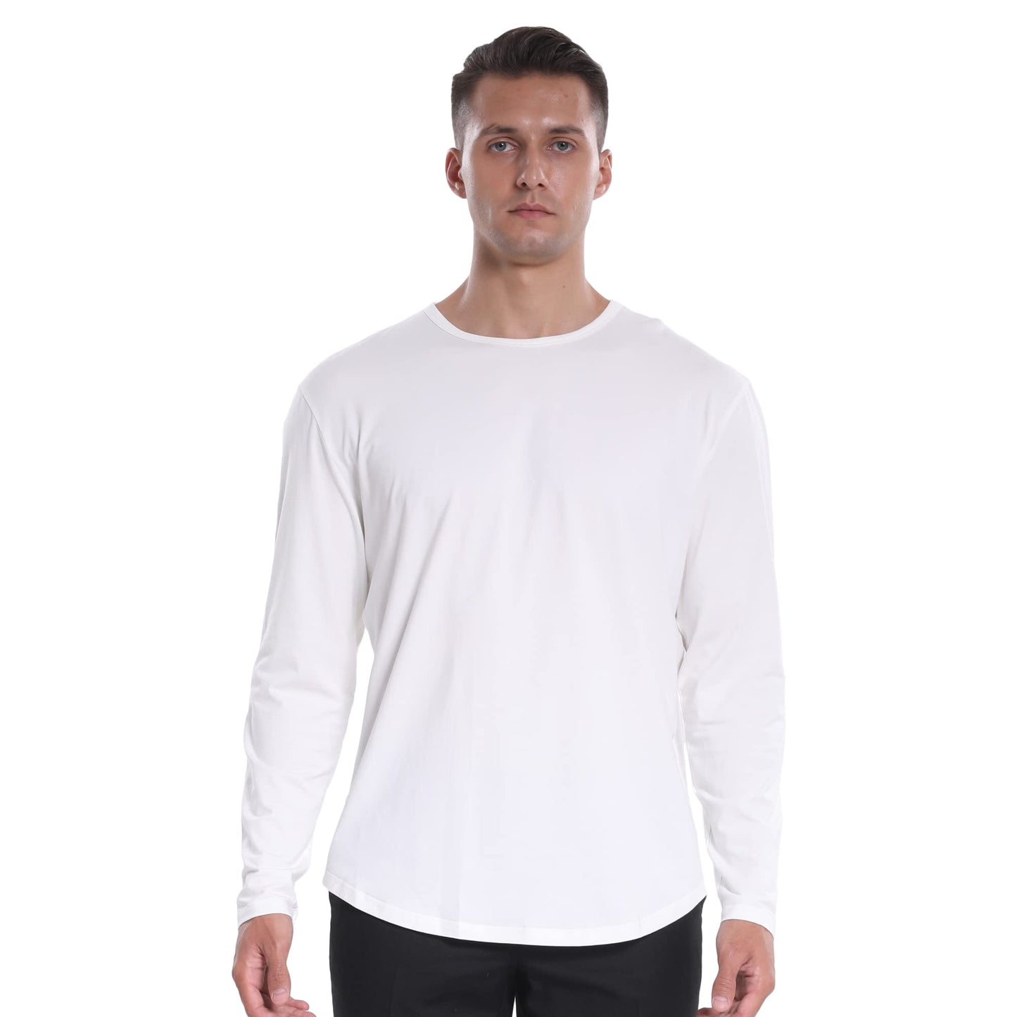 Men's Ultra Soft Bamboo Viscose T-Shirt Curve Hem Lightweight Cooling Short/Long Sleeve Casual Basic Tee Shirt