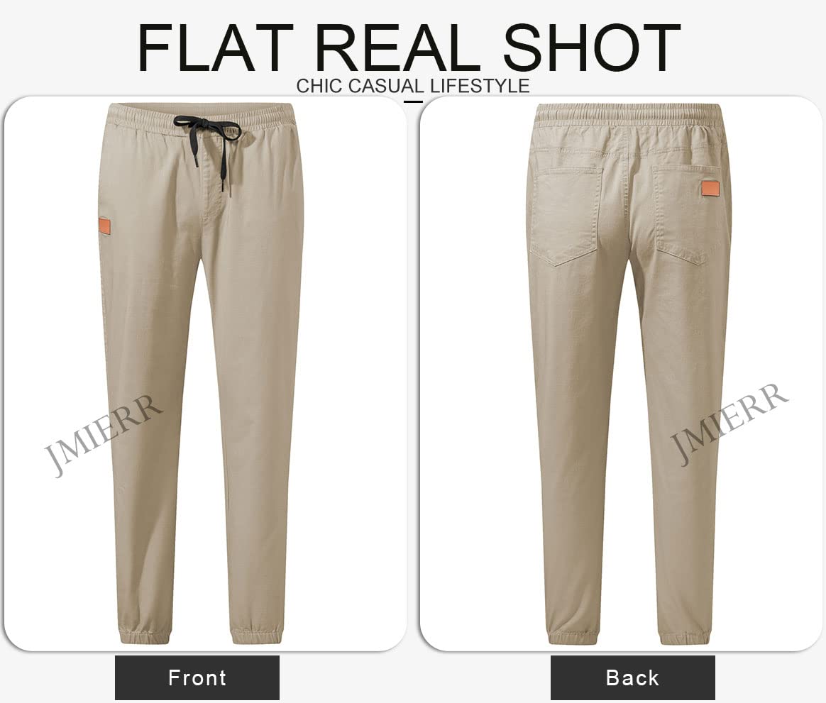 Mens Casual Joggers Pants - Cotton Drawstring Chino Cargo Pants Hiking Outdoor Twill Track Jogging Sweatpants Pants