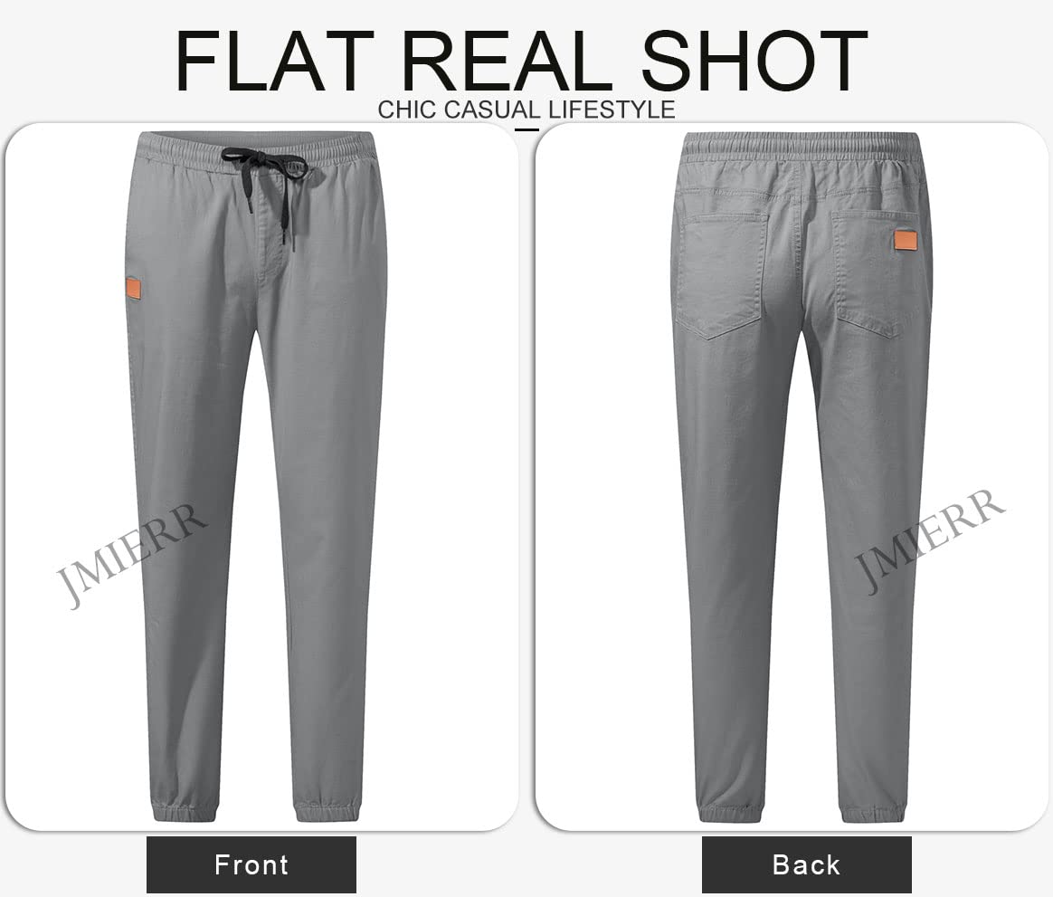 Mens Casual Joggers Pants - Cotton Drawstring Chino Cargo Pants Hiking Outdoor Twill Track Jogging Sweatpants Pants