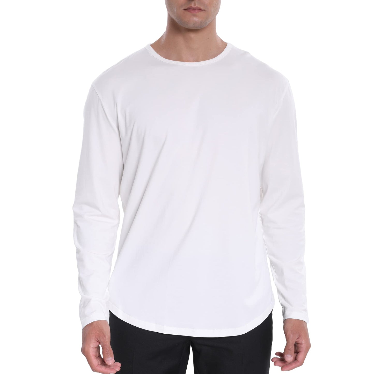 Men's Ultra Soft Bamboo Viscose T-Shirt Curve Hem Lightweight Cooling Short/Long Sleeve Casual Basic Tee Shirt