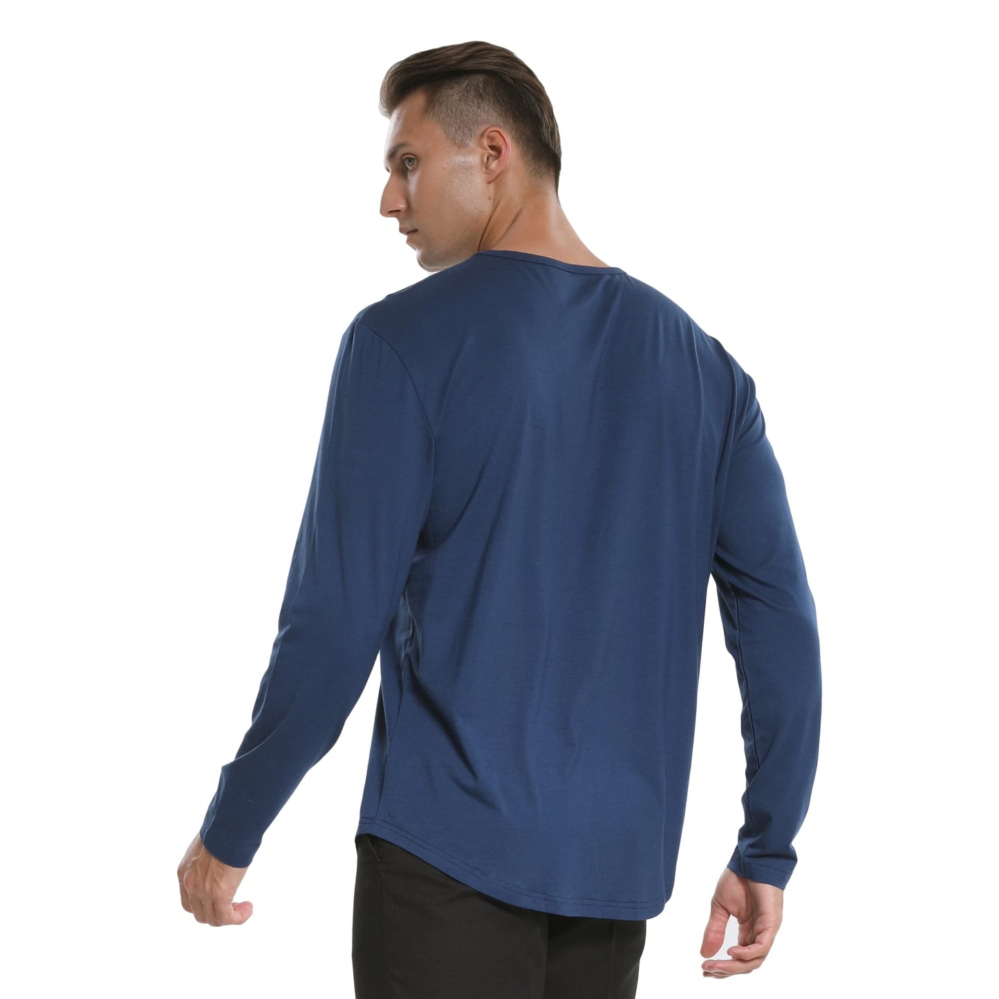 Men's Ultra Soft Bamboo Viscose T-Shirt Curve Hem Lightweight Cooling Short/Long Sleeve Casual Basic Tee Shirt