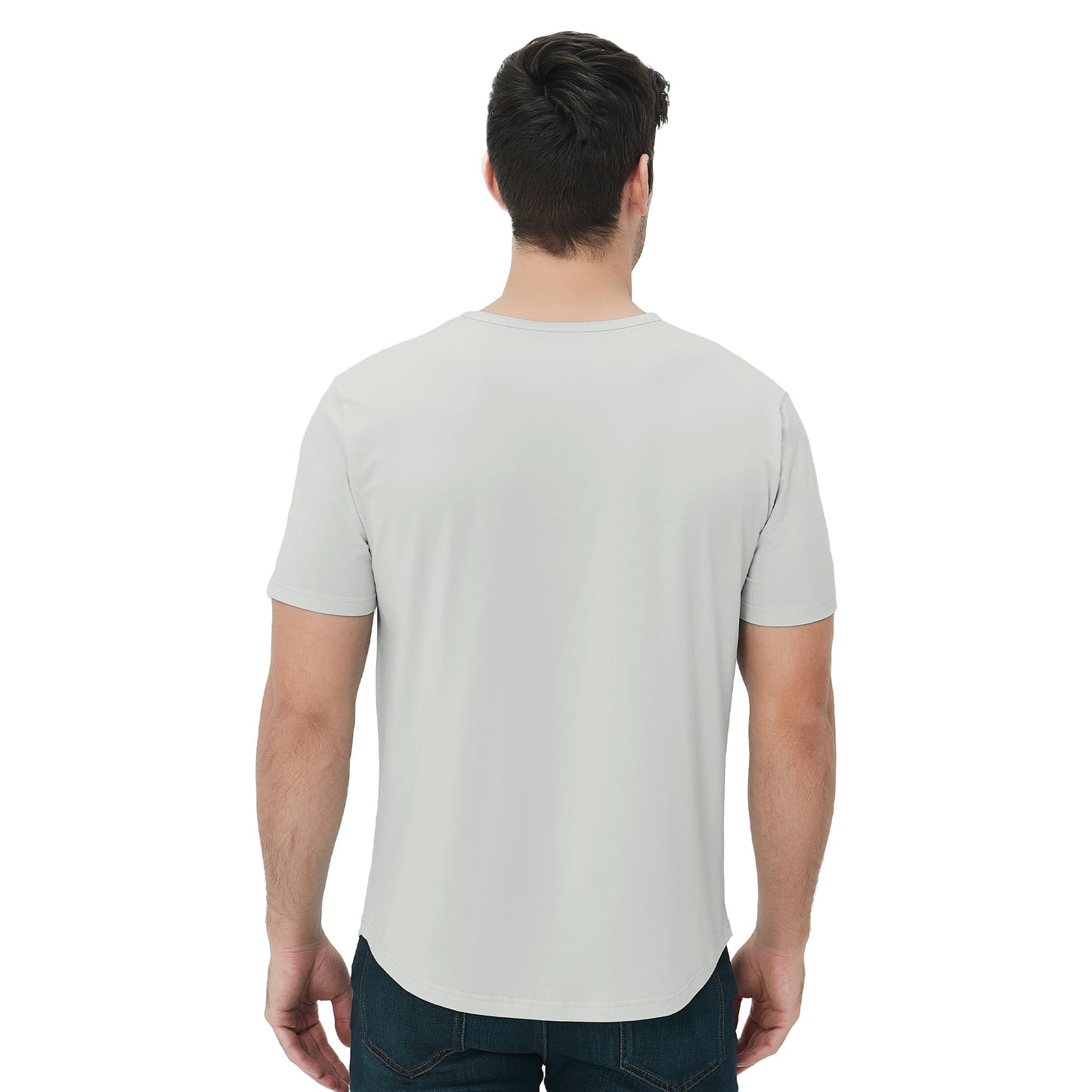 Men's Ultra Soft Bamboo Viscose T-Shirt Curve Hem Lightweight Cooling Short/Long Sleeve Casual Basic Tee Shirt