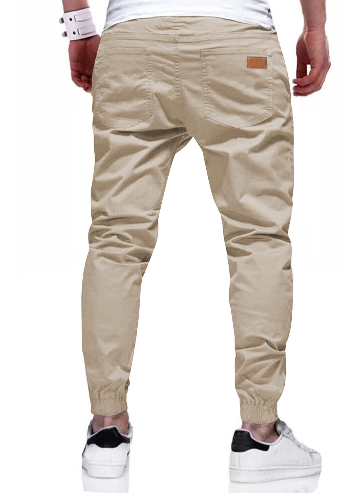 Mens Casual Joggers Pants - Cotton Drawstring Chino Cargo Pants Hiking Outdoor Twill Track Jogging Sweatpants Pants