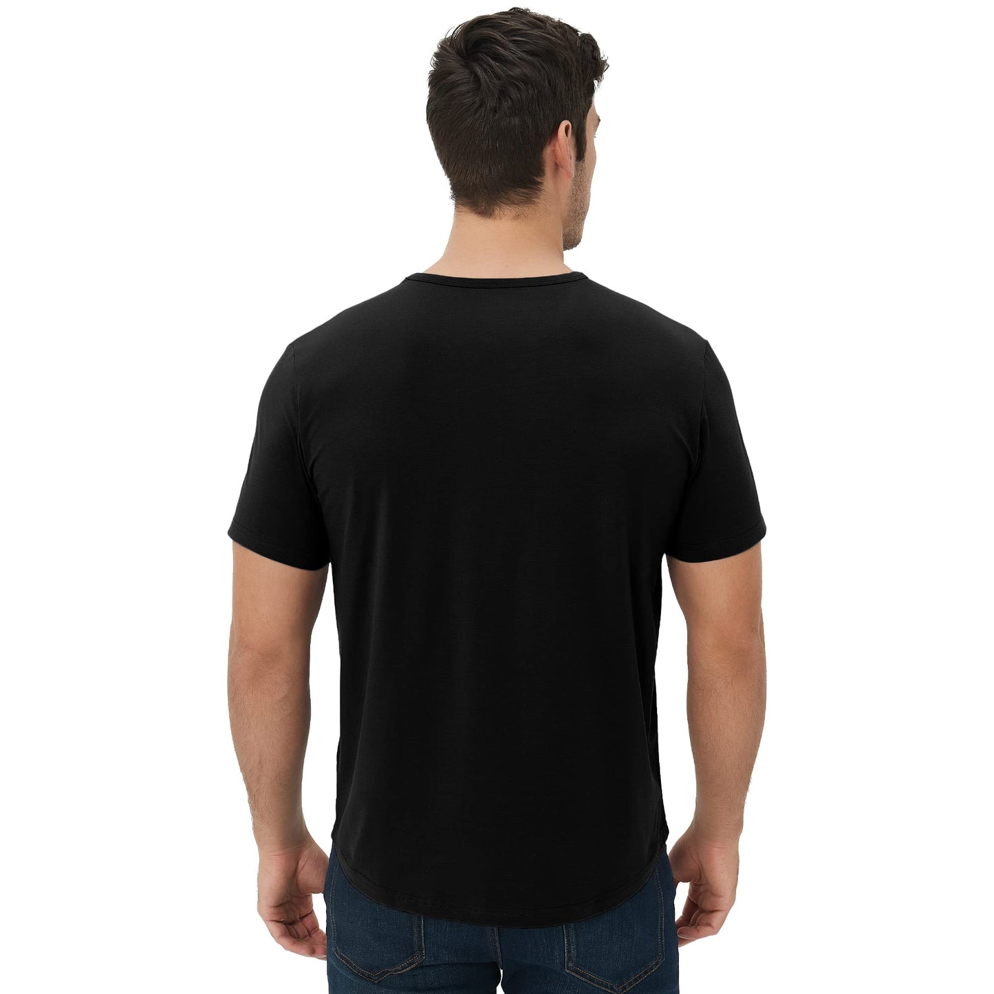 Men's Ultra Soft Bamboo Viscose T-Shirt Curve Hem Lightweight Cooling Short/Long Sleeve Casual Basic Tee Shirt