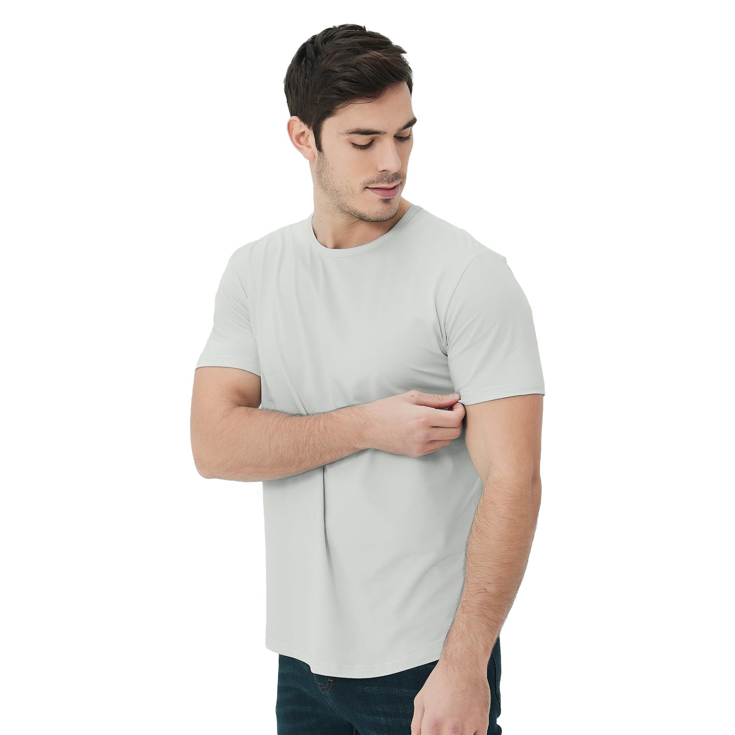 Men's Ultra Soft Bamboo Viscose T-Shirt Curve Hem Lightweight Cooling Short/Long Sleeve Casual Basic Tee Shirt