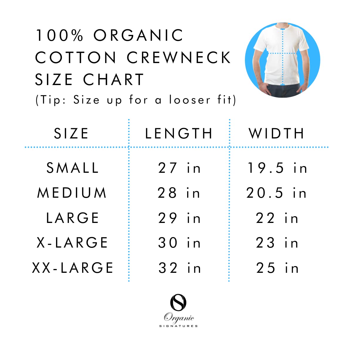 Crewneck 100% Certified Organic Cotton, Soft Shirts for Men