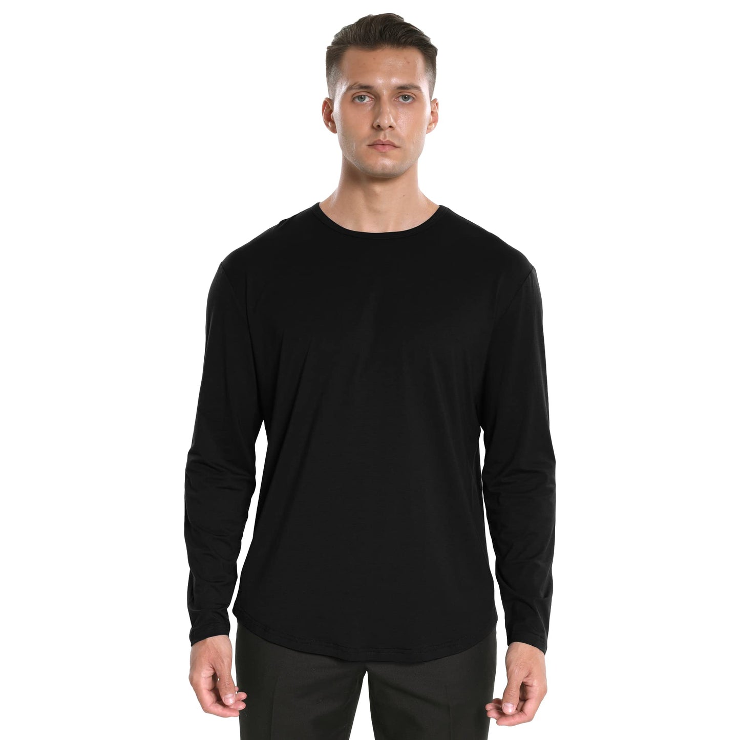 Men's Ultra Soft Bamboo Viscose T-Shirt Curve Hem Lightweight Cooling Short/Long Sleeve Casual Basic Tee Shirt