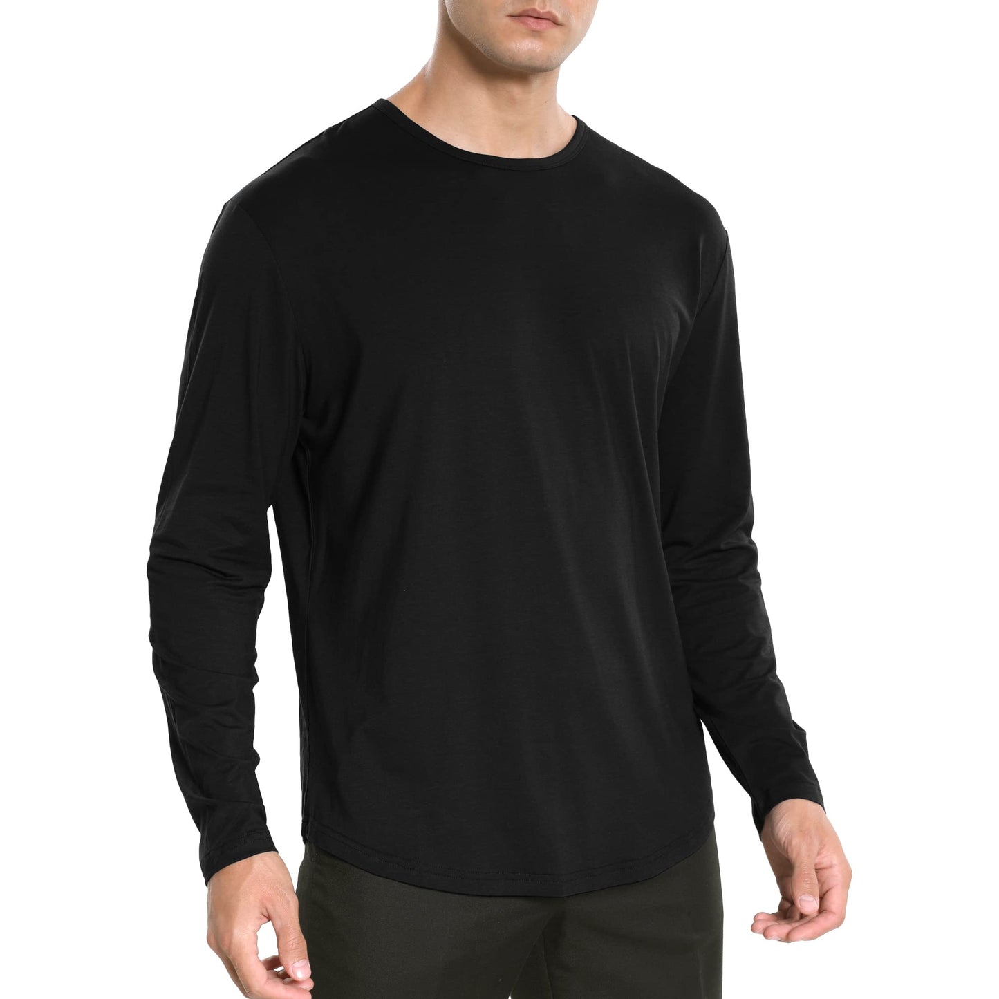 Men's Ultra Soft Bamboo Viscose T-Shirt Curve Hem Lightweight Cooling Short/Long Sleeve Casual Basic Tee Shirt