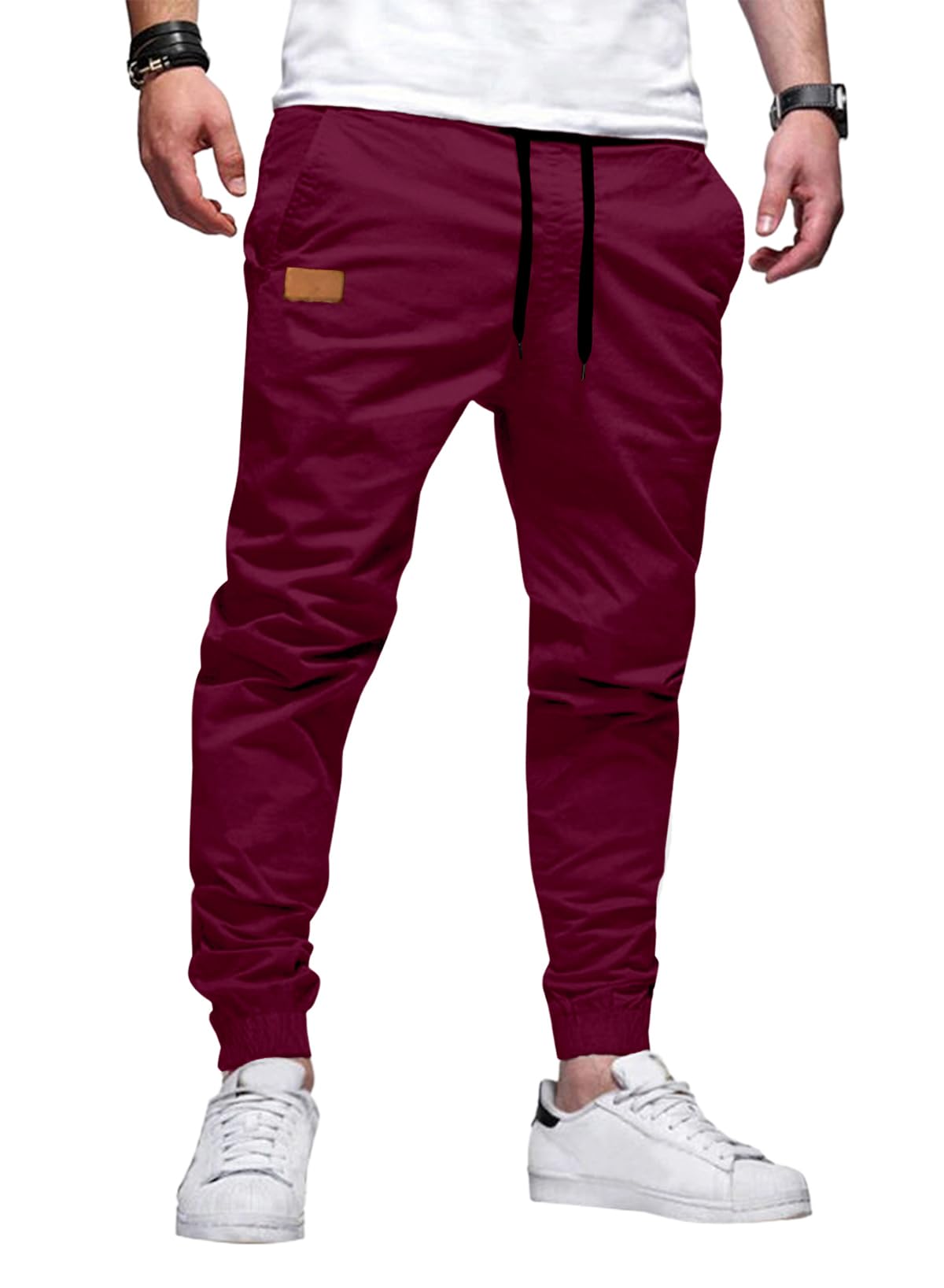 Mens Casual Joggers Pants - Cotton Drawstring Chino Cargo Pants Hiking Outdoor Twill Track Jogging Sweatpants Pants