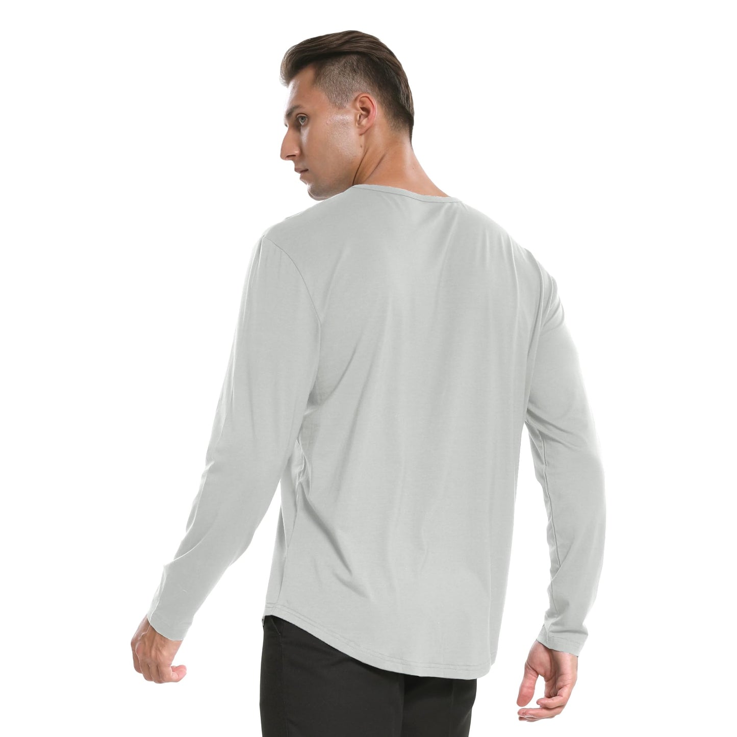 Men's Ultra Soft Bamboo Viscose T-Shirt Curve Hem Lightweight Cooling Short/Long Sleeve Casual Basic Tee Shirt