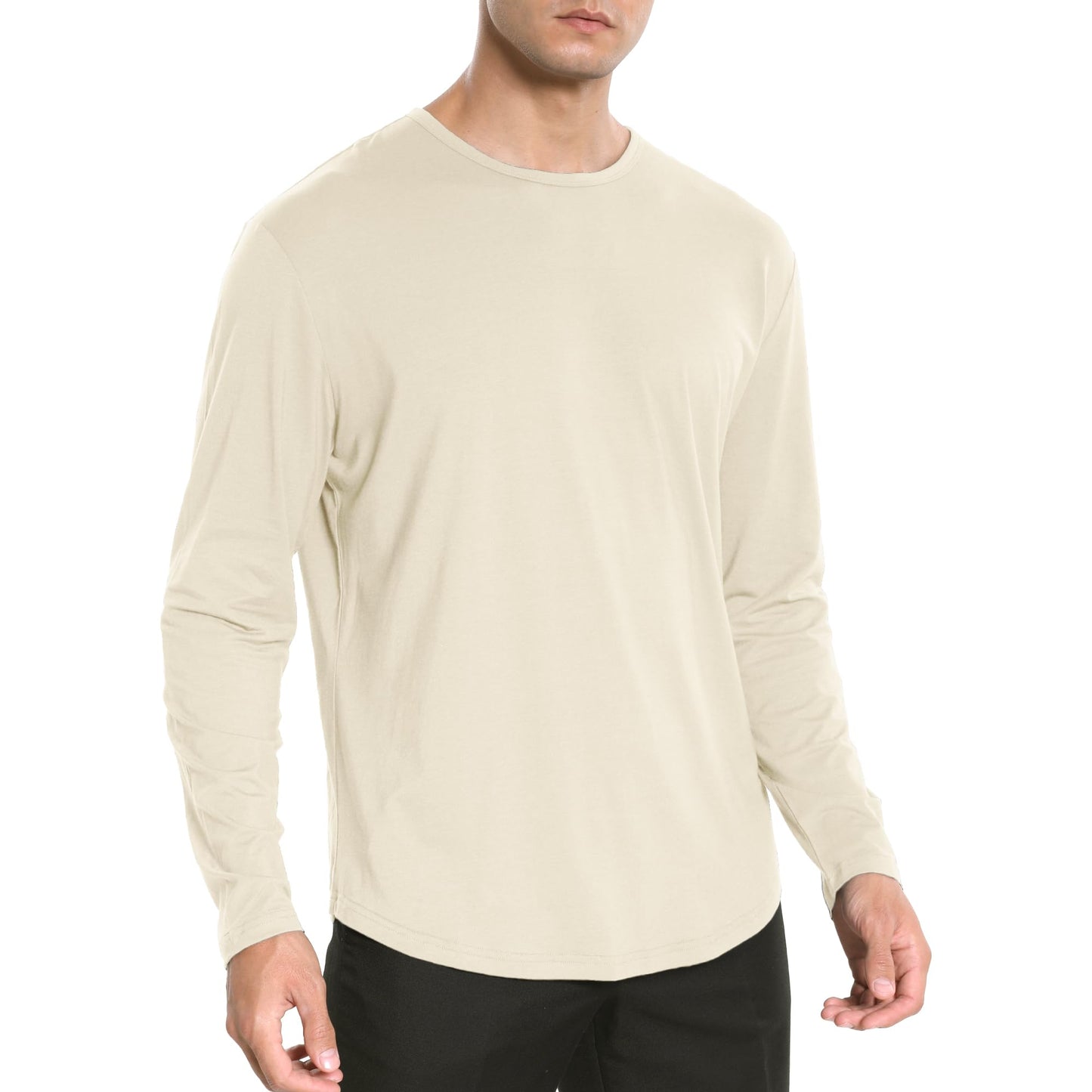 Men's Ultra Soft Bamboo Viscose T-Shirt Curve Hem Lightweight Cooling Short/Long Sleeve Casual Basic Tee Shirt