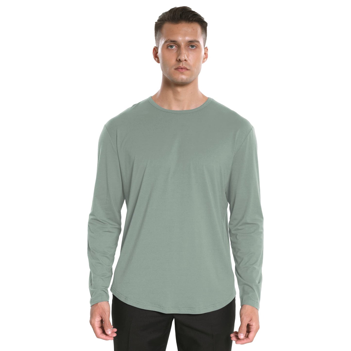 Men's Ultra Soft Bamboo Viscose T-Shirt Curve Hem Lightweight Cooling Short/Long Sleeve Casual Basic Tee Shirt