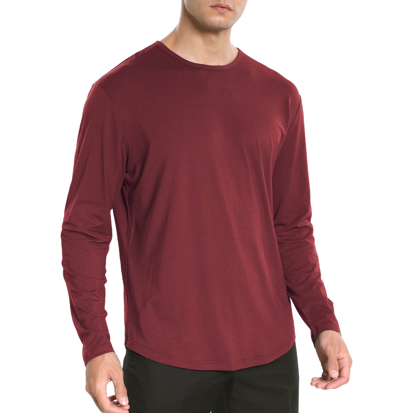 Men's Ultra Soft Bamboo Viscose T-Shirt Curve Hem Lightweight Cooling Short/Long Sleeve Casual Basic Tee Shirt