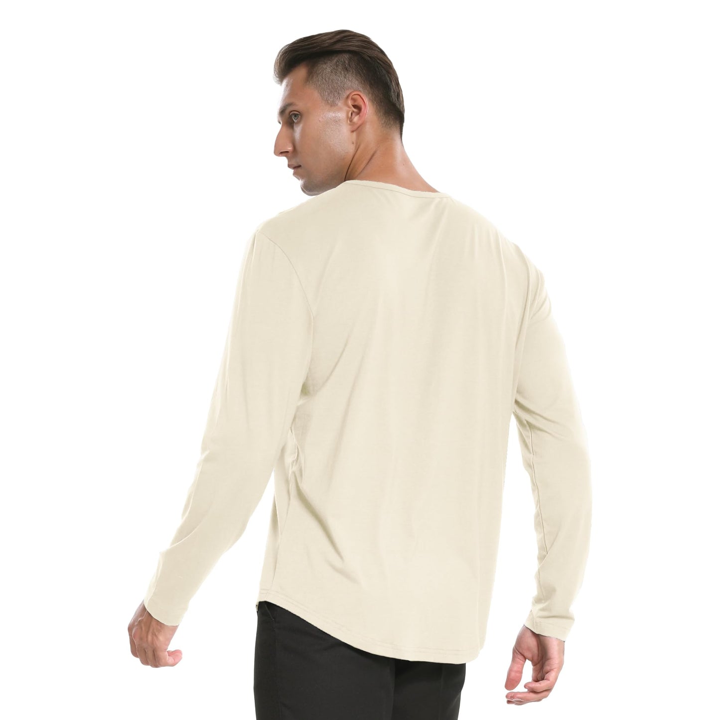 Men's Ultra Soft Bamboo Viscose T-Shirt Curve Hem Lightweight Cooling Short/Long Sleeve Casual Basic Tee Shirt