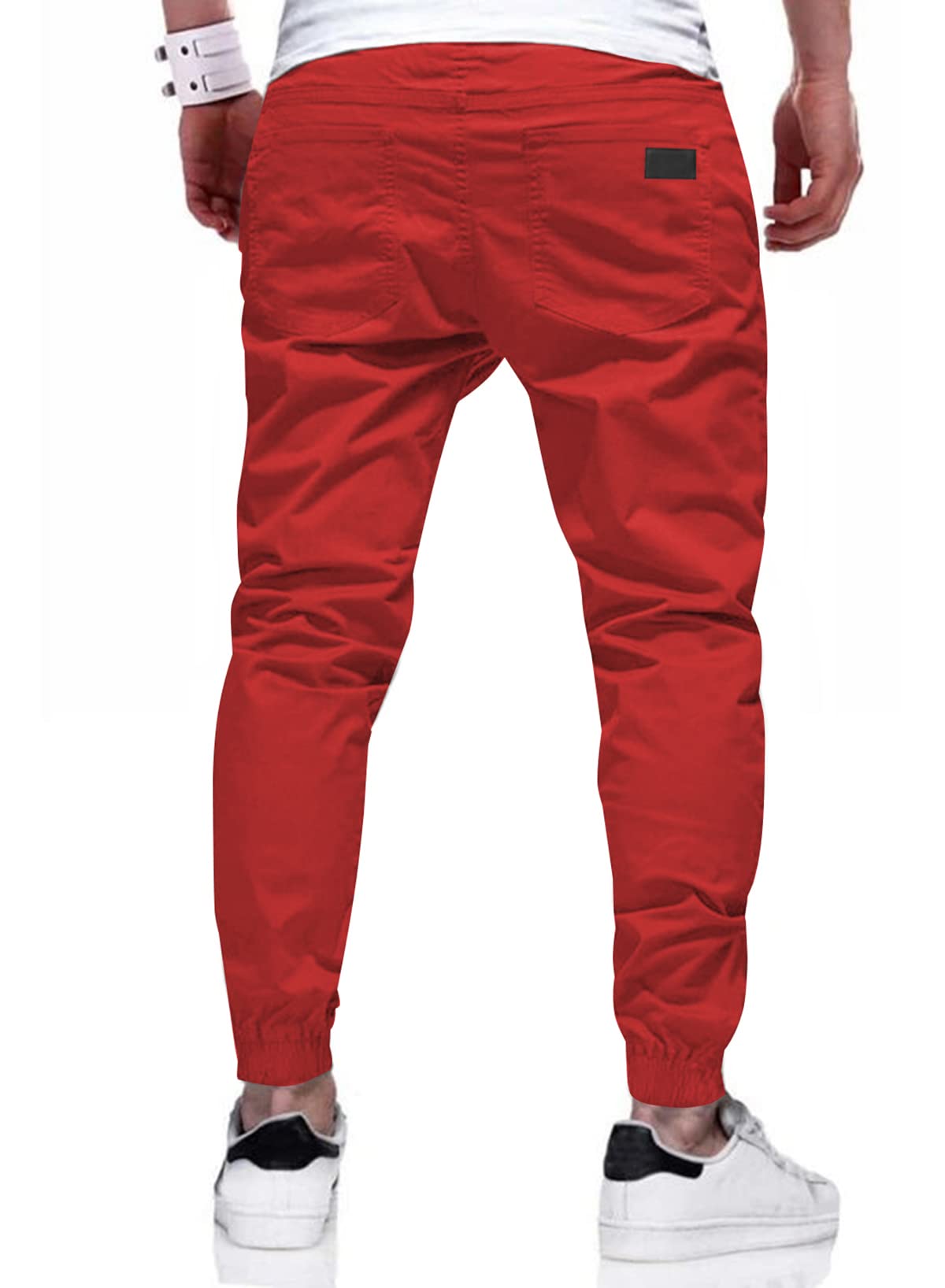 Mens Casual Joggers Pants - Cotton Drawstring Chino Cargo Pants Hiking Outdoor Twill Track Jogging Sweatpants Pants