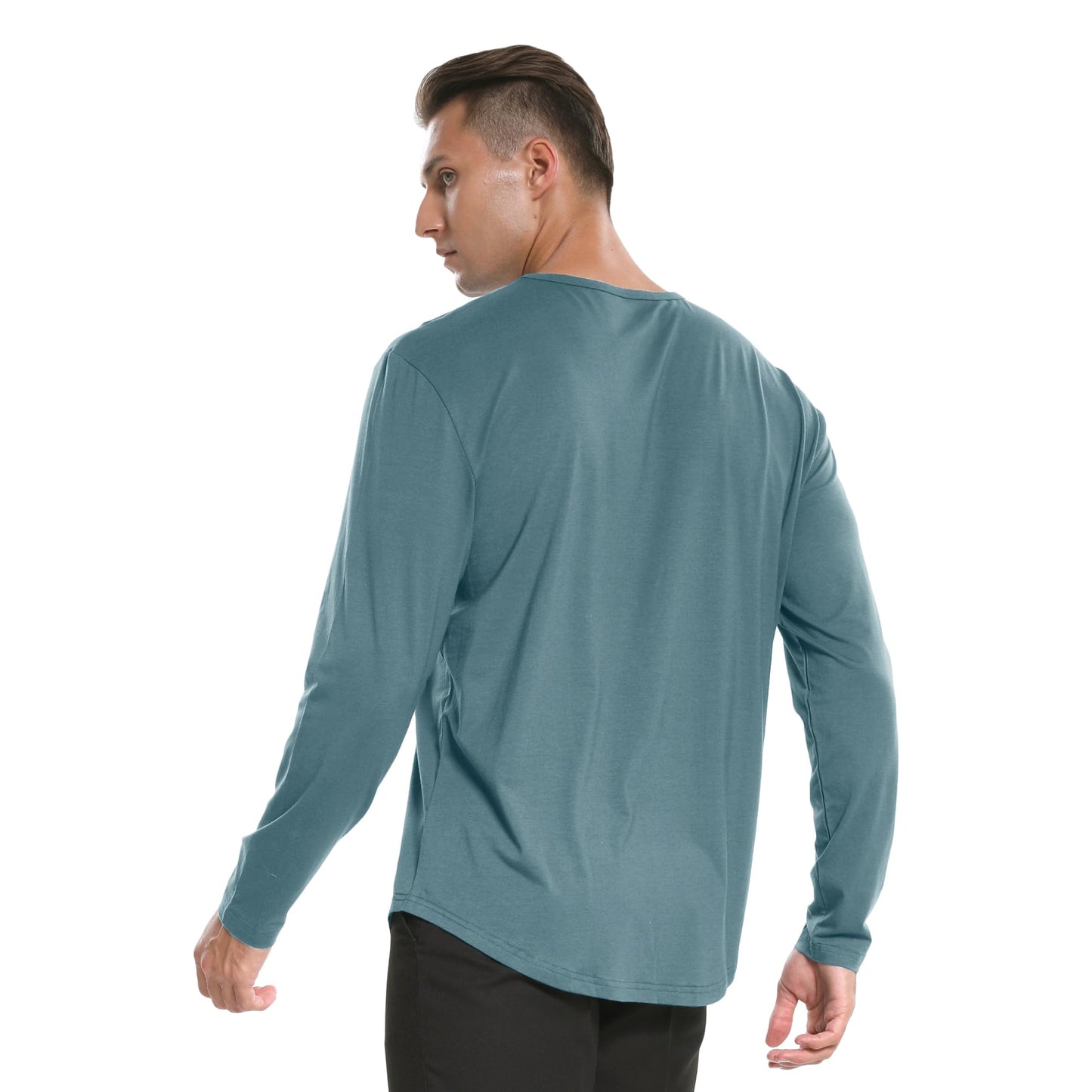 Men's Ultra Soft Bamboo Viscose T-Shirt Curve Hem Lightweight Cooling Short/Long Sleeve Casual Basic Tee Shirt