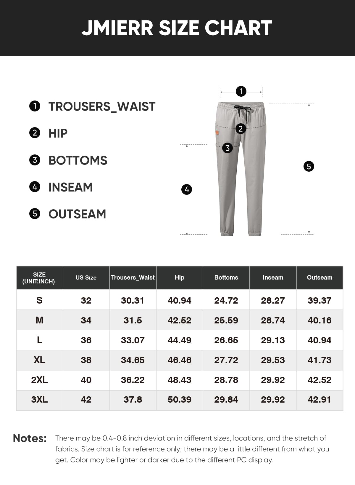 Mens Casual Joggers Pants - Cotton Drawstring Chino Cargo Pants Hiking Outdoor Twill Track Jogging Sweatpants Pants