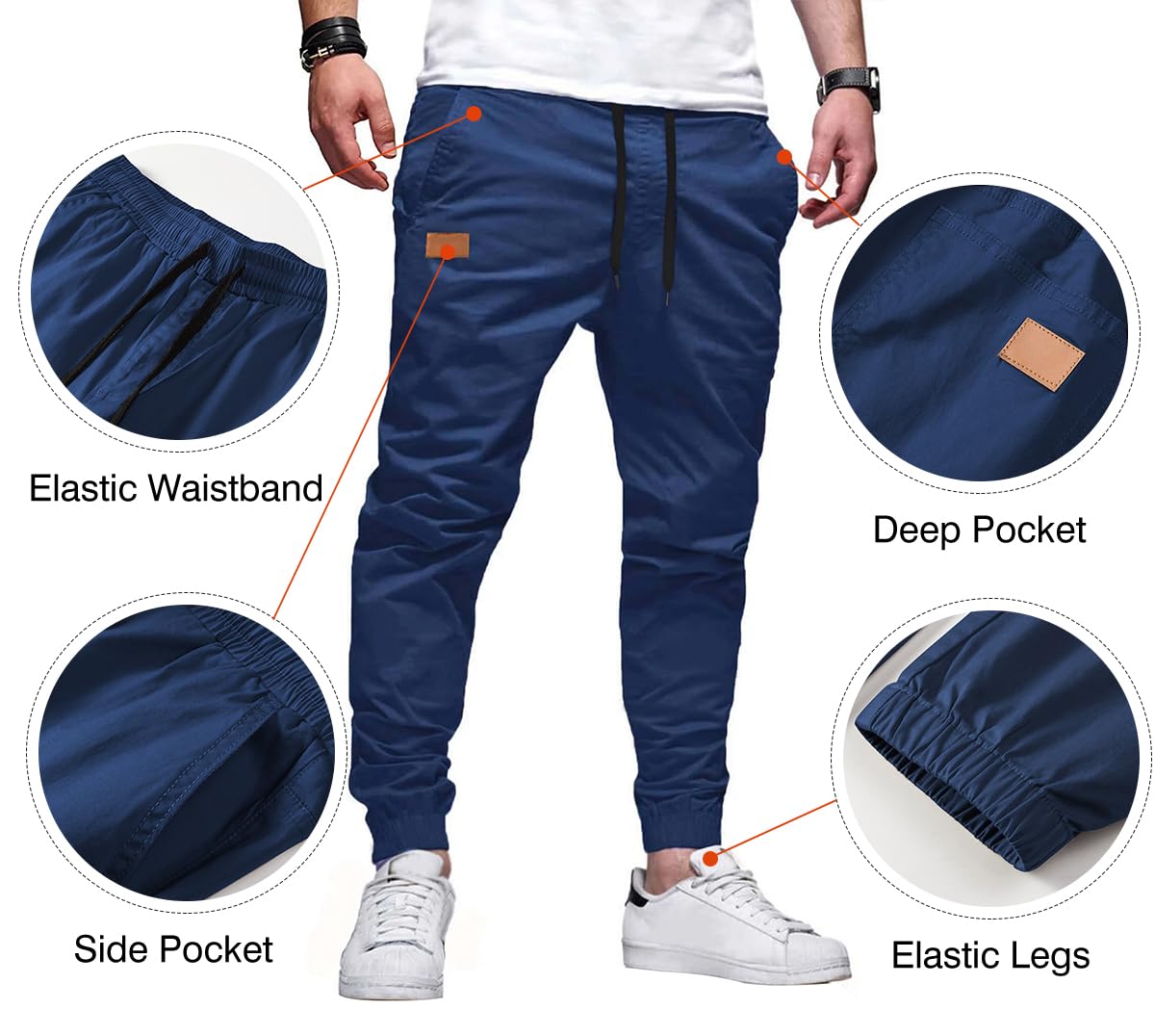 Mens Casual Joggers Pants - Cotton Drawstring Chino Cargo Pants Hiking Outdoor Twill Track Jogging Sweatpants Pants