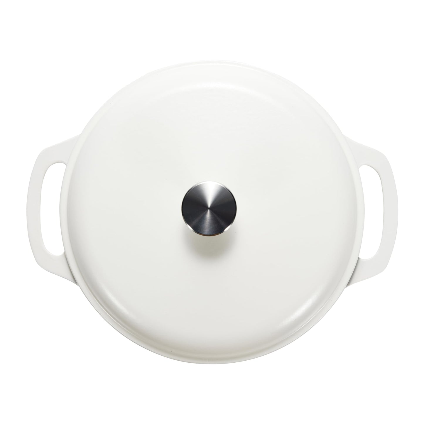 Cast Iron Dutch Oven Pot with Lid, Enameled, Round, Dual Handles, Heavy-Duty, Small, 4.3-Quart, White