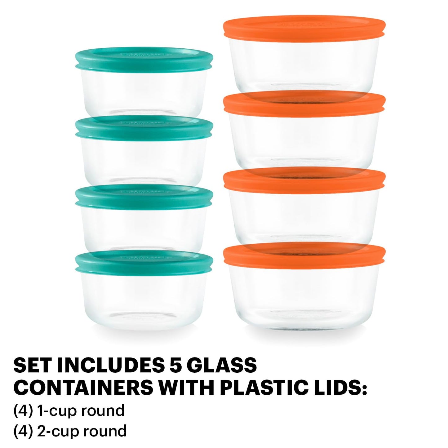 Pyrex 14-Pc Glass Food Storage Set - 7, 4, 2 & 1-Cup Round Containers with Lids - BPA-Free, Dishwasher & Microwave Safe