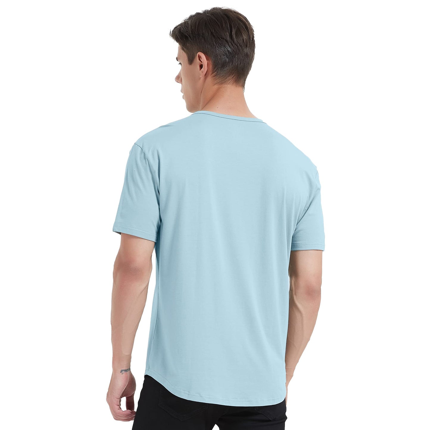 Men's Ultra Soft Bamboo Viscose T-Shirt Curve Hem Lightweight Cooling Short/Long Sleeve Casual Basic Tee Shirt