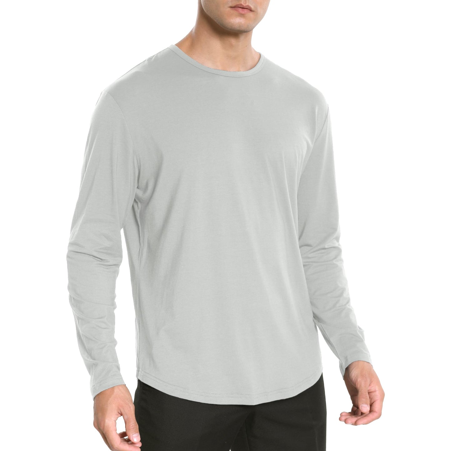 Men's Ultra Soft Bamboo Viscose T-Shirt Curve Hem Lightweight Cooling Short/Long Sleeve Casual Basic Tee Shirt