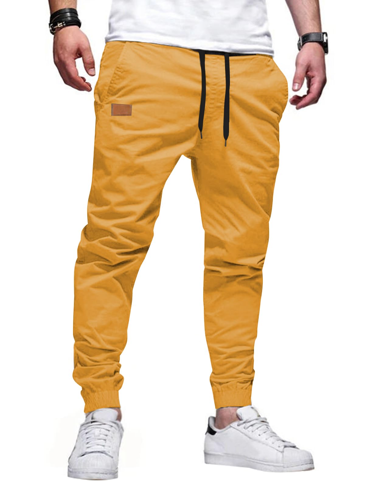 Mens Casual Joggers Pants - Cotton Drawstring Chino Cargo Pants Hiking Outdoor Twill Track Jogging Sweatpants Pants