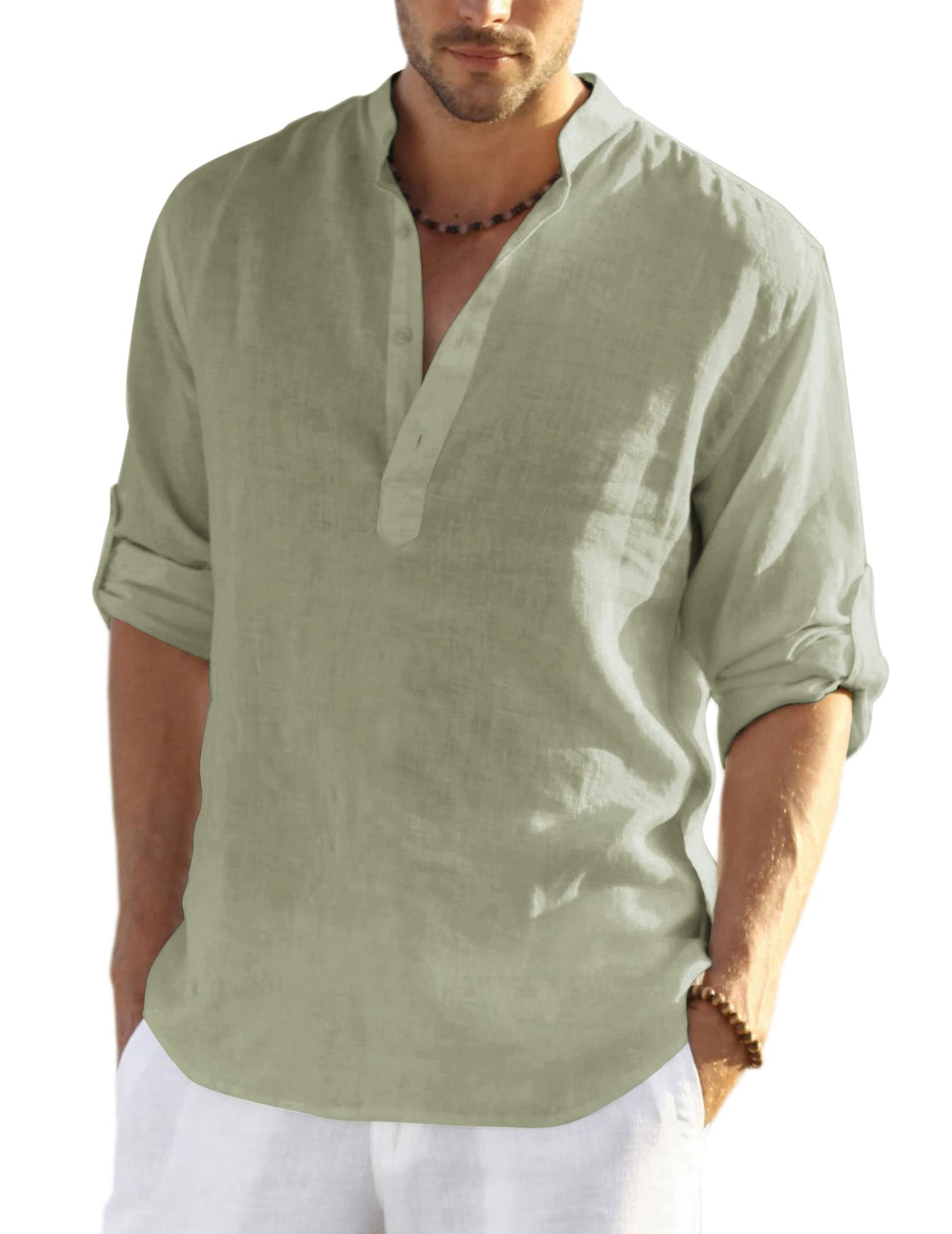 Men's Linen Henley Shirt