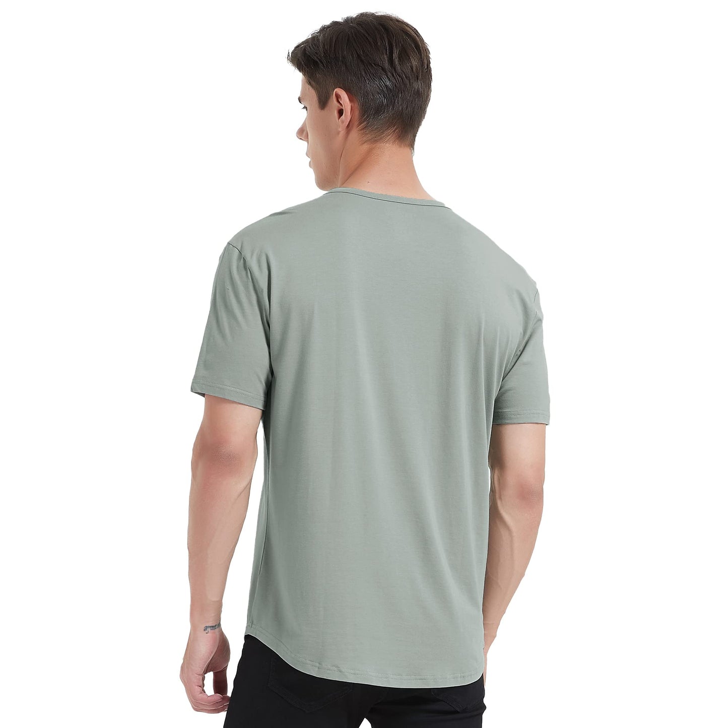 Men's Ultra Soft Bamboo Viscose T-Shirt Curve Hem Lightweight Cooling Short/Long Sleeve Casual Basic Tee Shirt