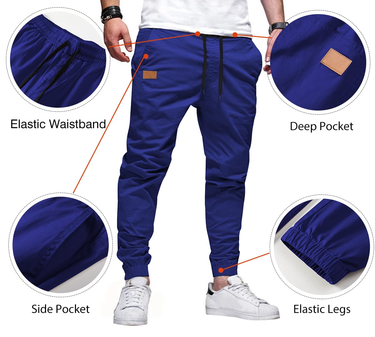 Mens Casual Joggers Pants - Cotton Drawstring Chino Cargo Pants Hiking Outdoor Twill Track Jogging Sweatpants Pants