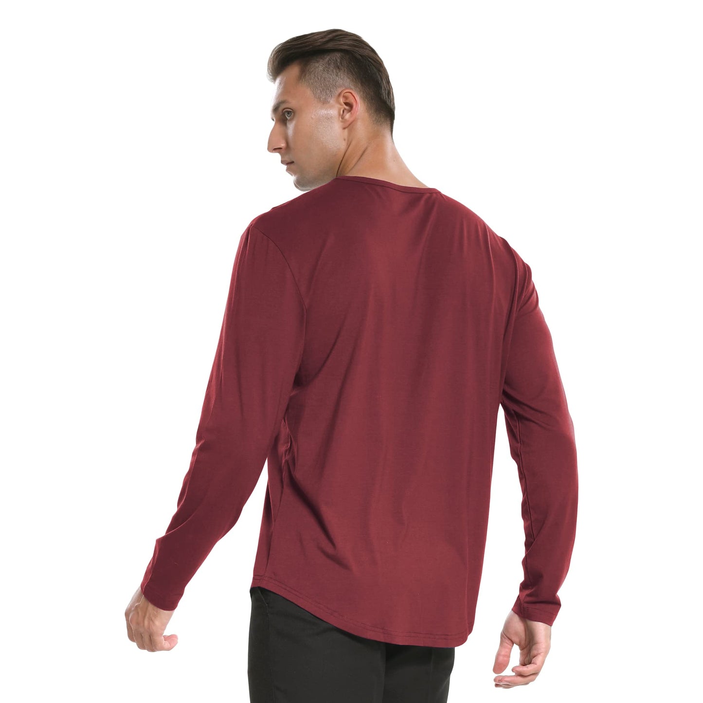 Men's Ultra Soft Bamboo Viscose T-Shirt Curve Hem Lightweight Cooling Short/Long Sleeve Casual Basic Tee Shirt