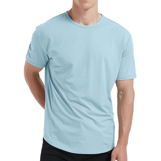 Men's Ultra Soft Bamboo Viscose T-Shirt Curve Hem Lightweight Cooling Short/Long Sleeve Casual Basic Tee Shirt