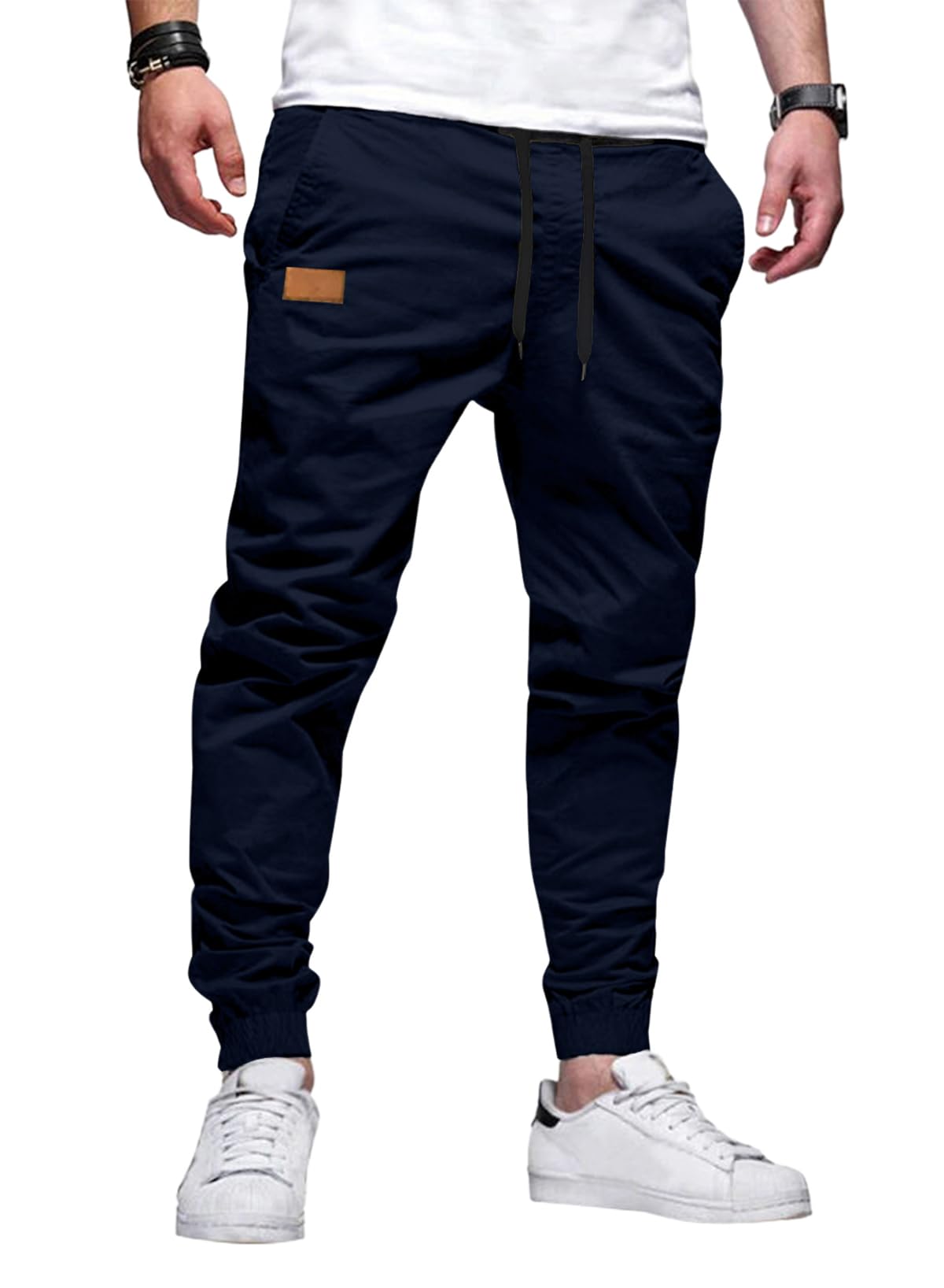 Mens Casual Joggers Pants - Cotton Drawstring Chino Cargo Pants Hiking Outdoor Twill Track Jogging Sweatpants Pants