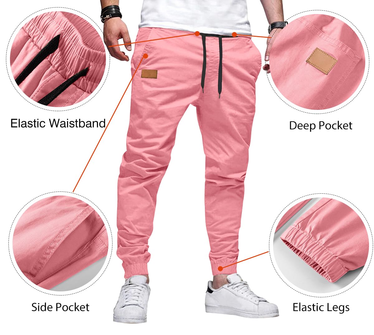 Mens Casual Joggers Pants - Cotton Drawstring Chino Cargo Pants Hiking Outdoor Twill Track Jogging Sweatpants Pants