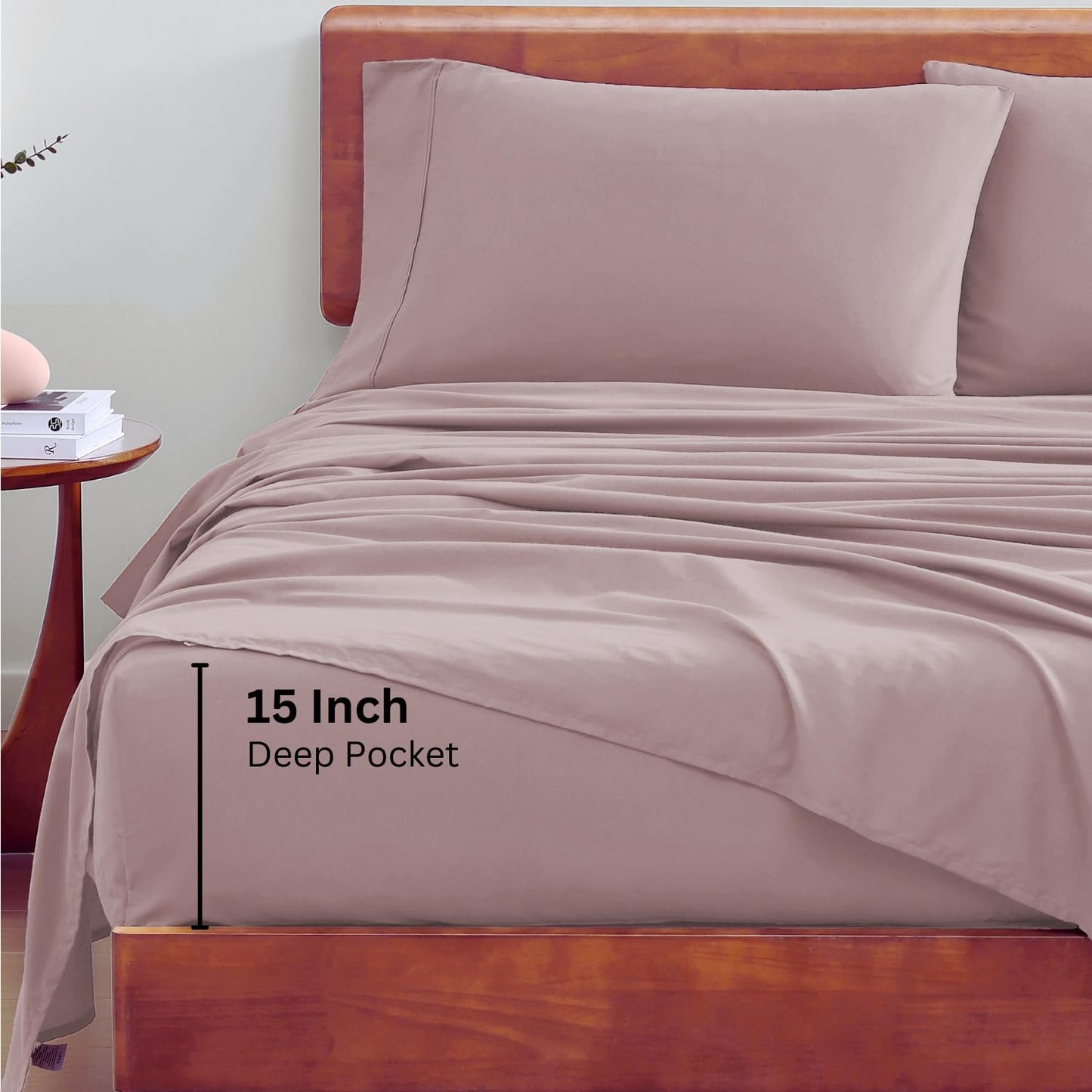 100% Organic Cotton King Size Sheets Set, 4Pc King Sheets, Soft Breathable Sheets King Size, Percale Weave, Hotel-Quality King Bed Sheets, 15" Deep Pocket King Sheet Set - White Bed Sheets