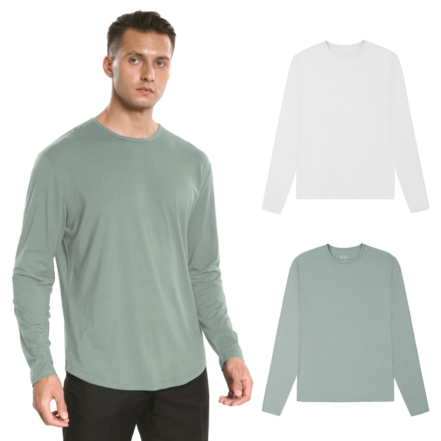 Men's Ultra Soft Bamboo Viscose T-Shirt Curve Hem Lightweight Cooling Short/Long Sleeve Casual Basic Tee Shirt