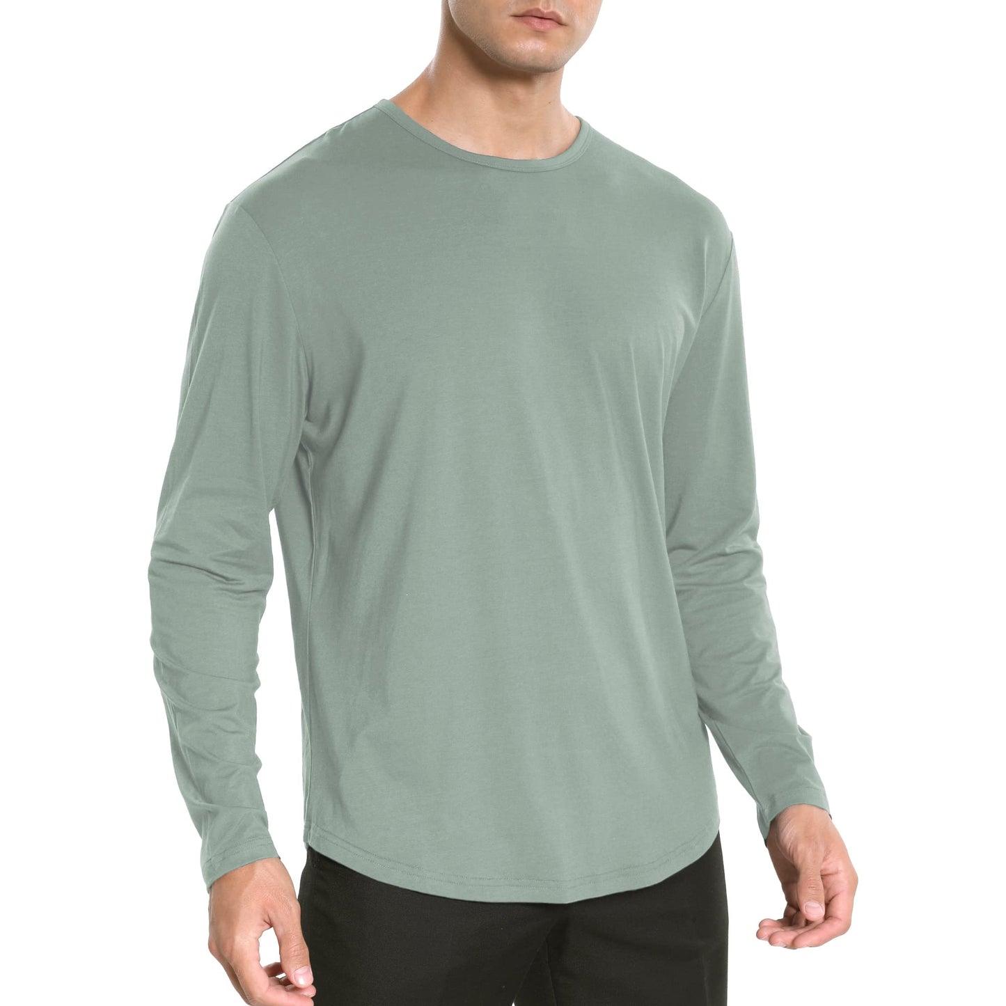 Men's Ultra Soft Bamboo Viscose T-Shirt Curve Hem Lightweight Cooling Short/Long Sleeve Casual Basic Tee Shirt