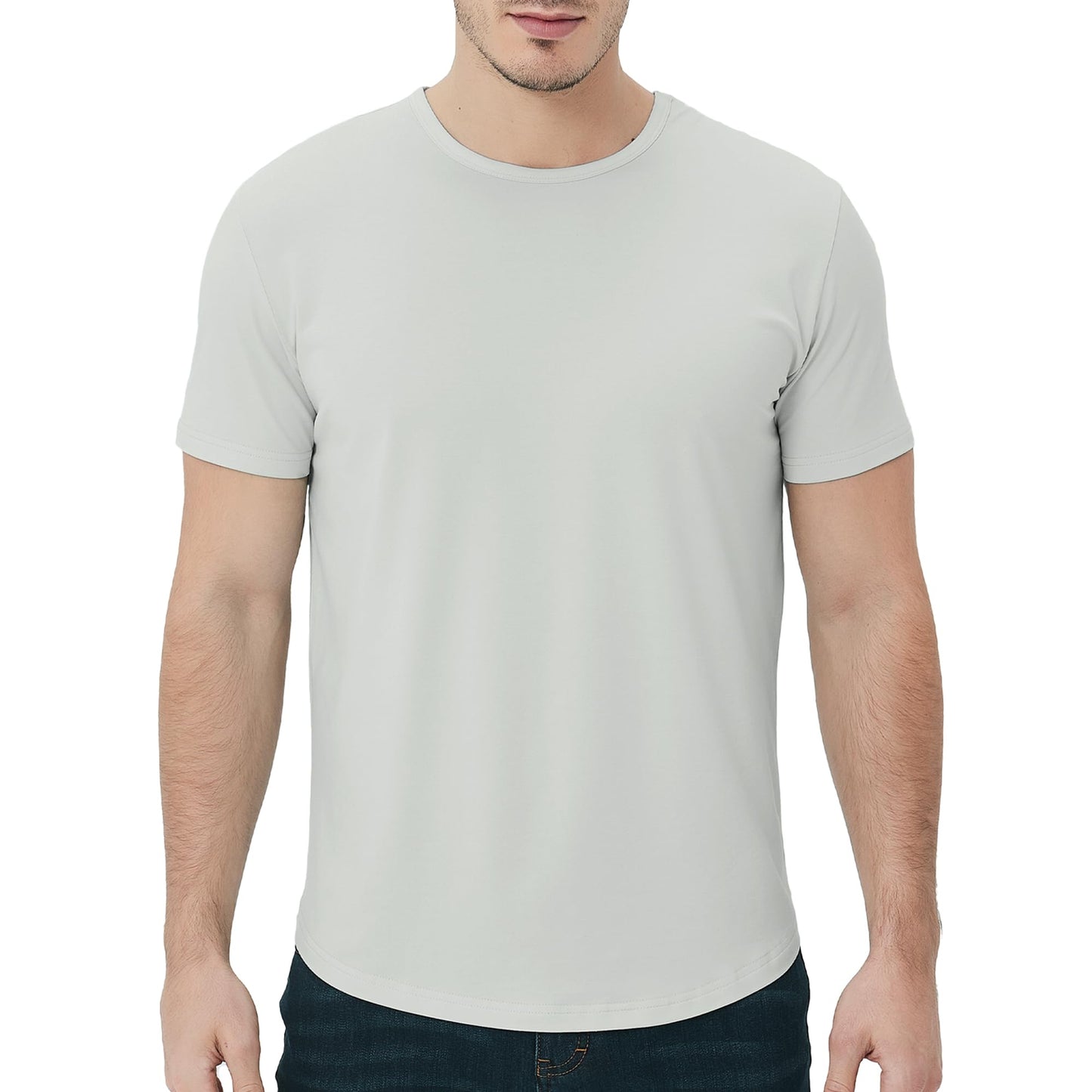 Men's Ultra Soft Bamboo Viscose T-Shirt Curve Hem Lightweight Cooling Short/Long Sleeve Casual Basic Tee Shirt