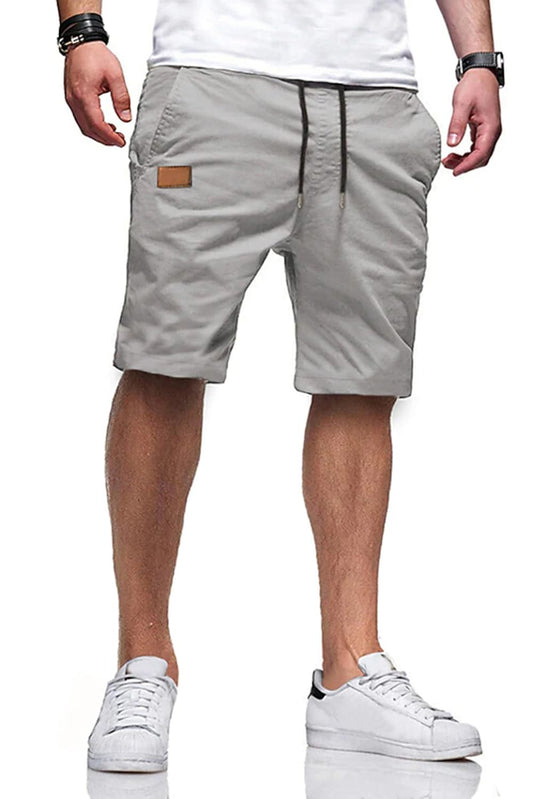 Mens Casual Shorts - Cotton Drawstring Summer Beach Stretch Twill Chino Golf Shorts