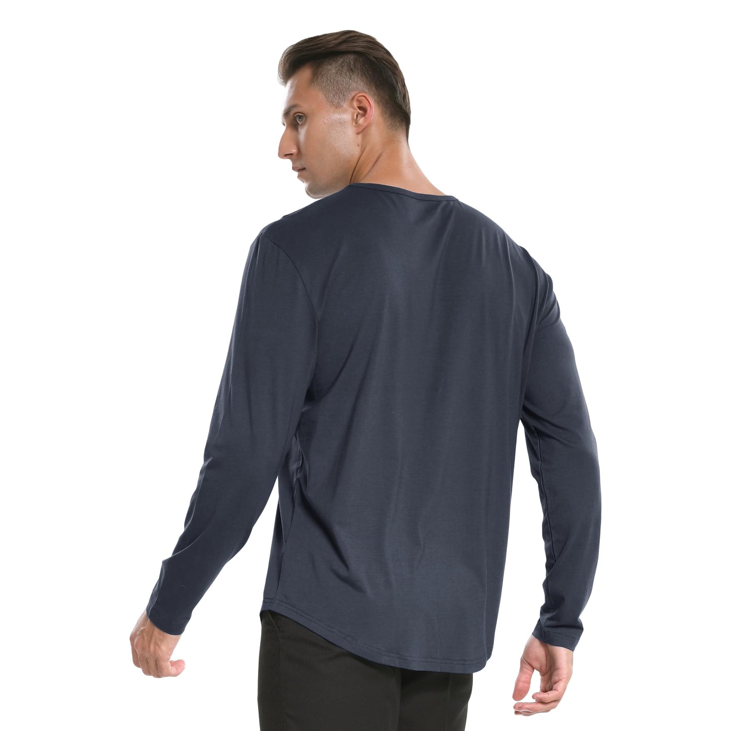 Men's Ultra Soft Bamboo Viscose T-Shirt Curve Hem Lightweight Cooling Short/Long Sleeve Casual Basic Tee Shirt