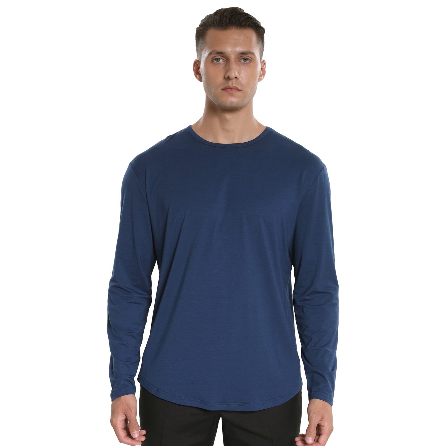 Men's Ultra Soft Bamboo Viscose T-Shirt Curve Hem Lightweight Cooling Short/Long Sleeve Casual Basic Tee Shirt