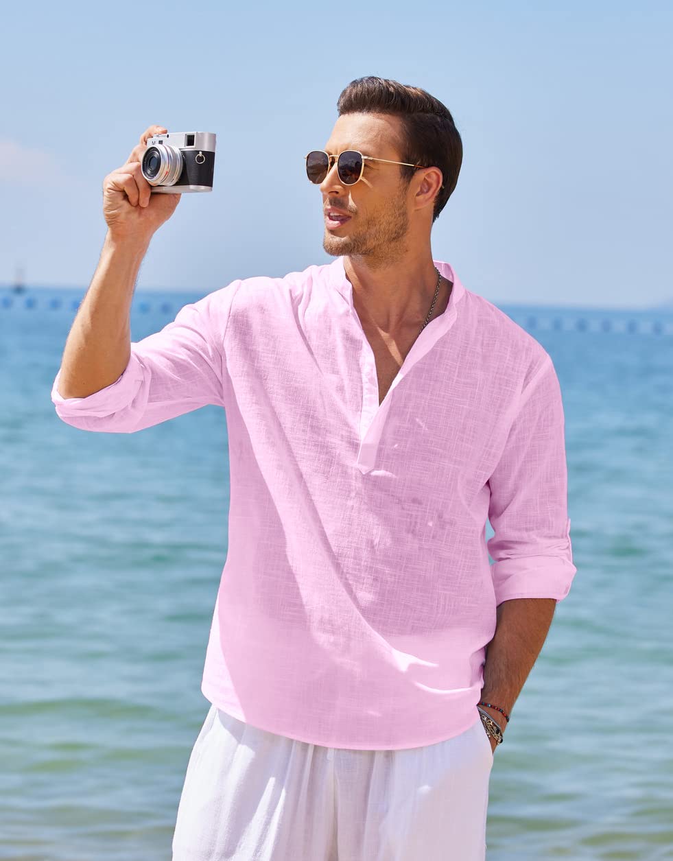 Men's Linen Henley Shirt