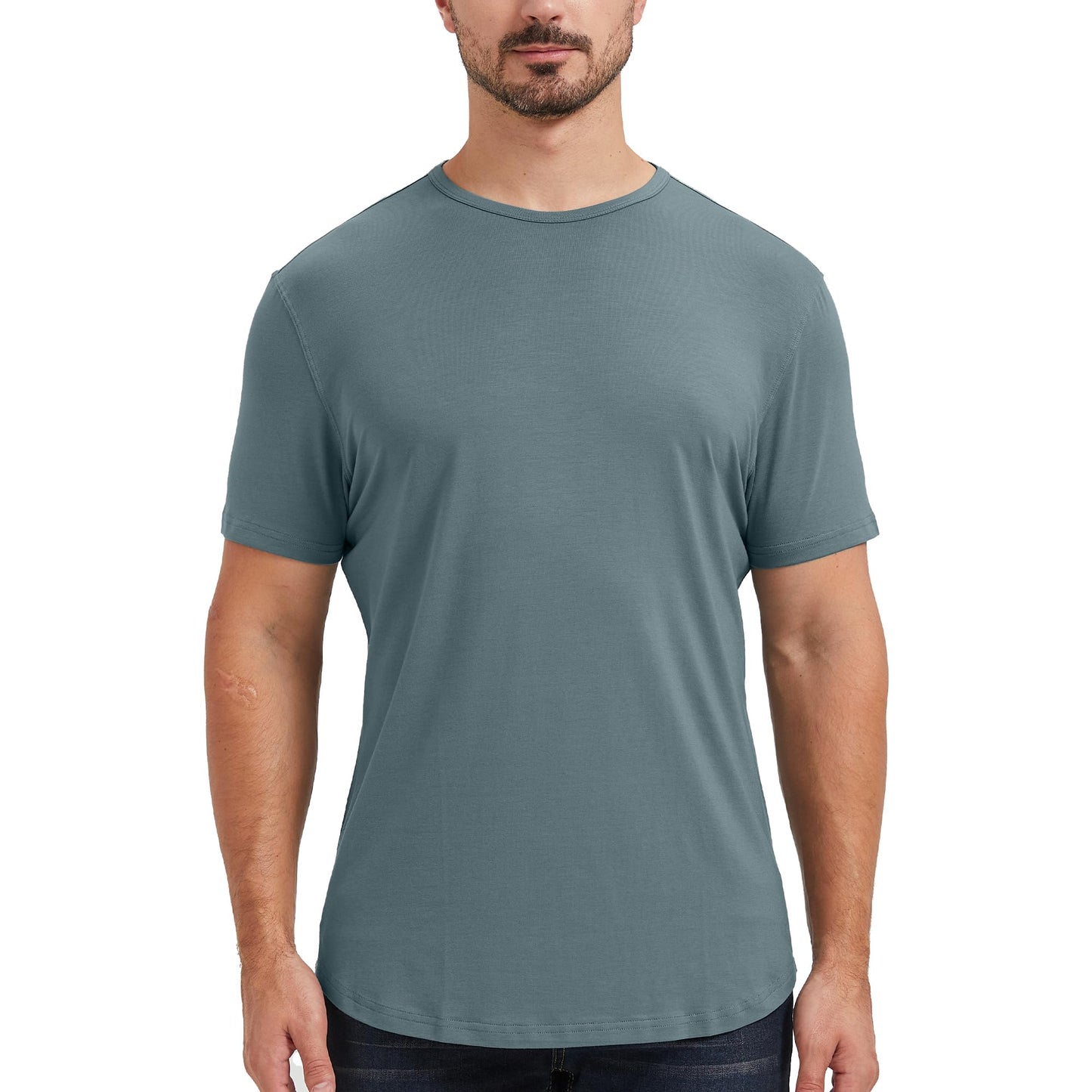 Men's Ultra Soft Bamboo Viscose T-Shirt Curve Hem Lightweight Cooling Short/Long Sleeve Casual Basic Tee Shirt