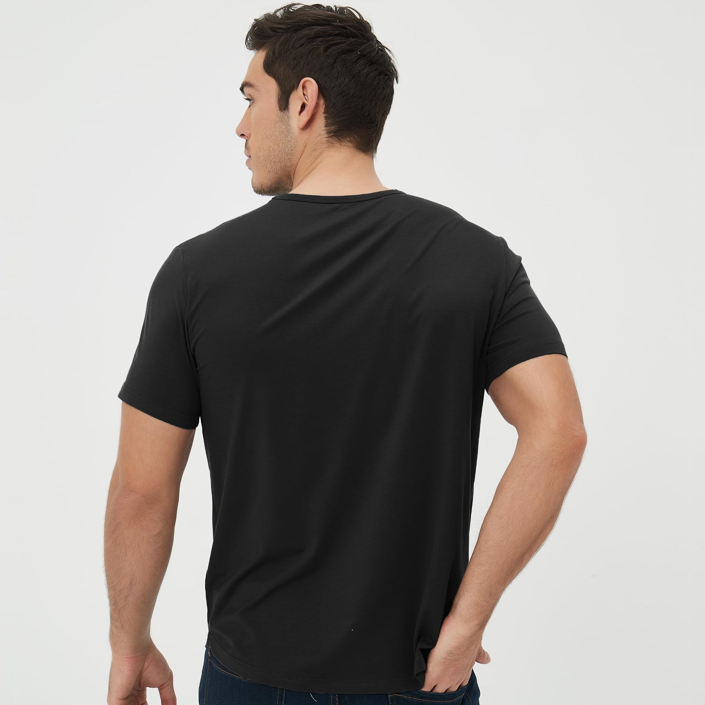 Men's Ultra Soft Bamboo Viscose T-Shirt Curve Hem Lightweight Cooling Short/Long Sleeve Casual Basic Tee Shirt