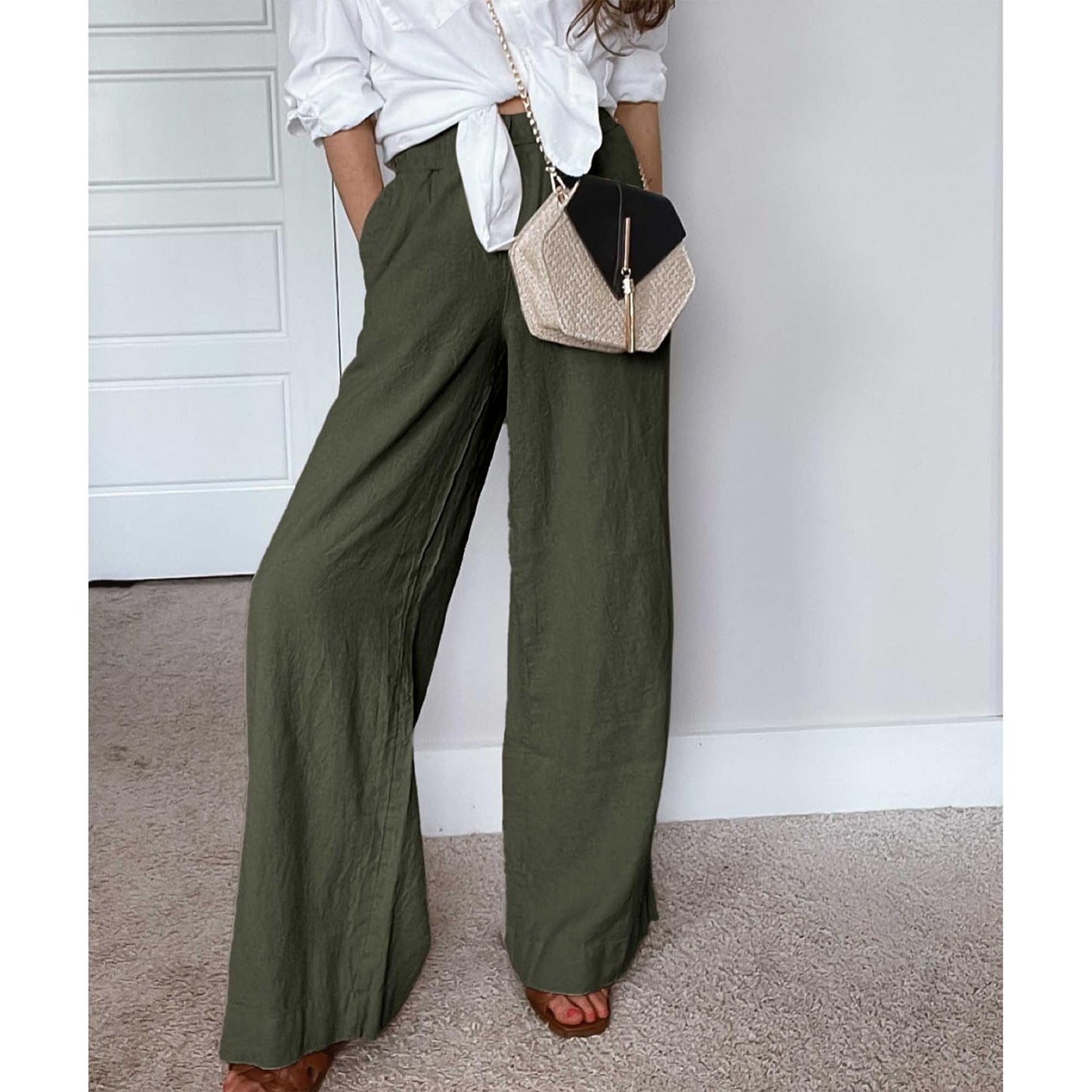 Cotton Linen Palazzo Pants