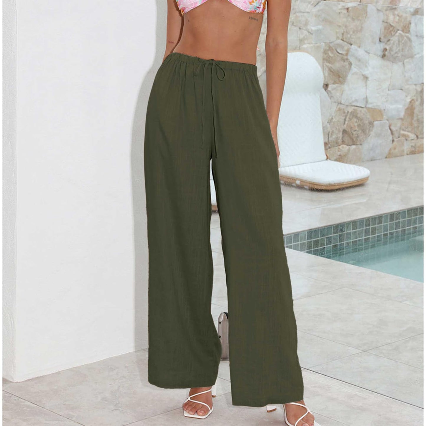 Cotton Linen Palazzo Pants